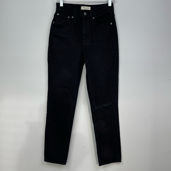 Madewell The Perfect Vintage Jean in Stone Black: Knee Slit Edition High Rise 24 - Picture 6 of 16